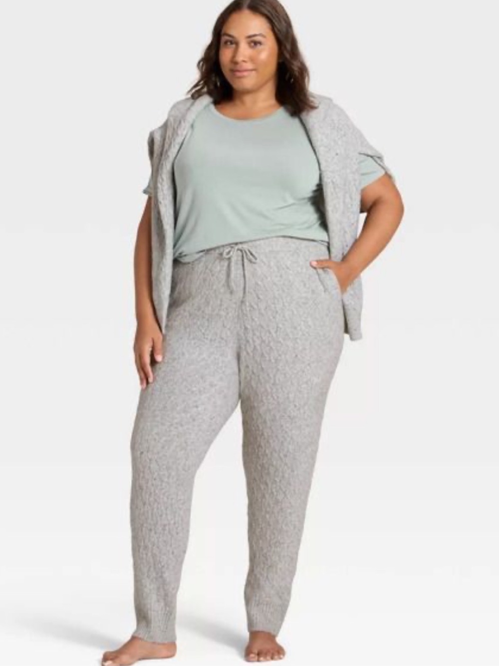 Auden Women's Cashfeel Cable Knit Jogger Pants 2X